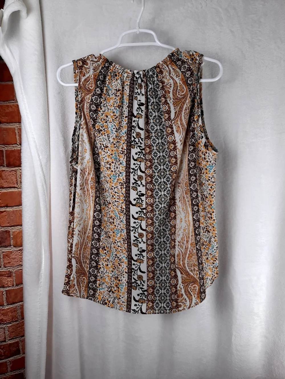 Zac & Rachel Blouse Boho Print Lace Details Sleeveless Top PXL - Picture 4 of 16